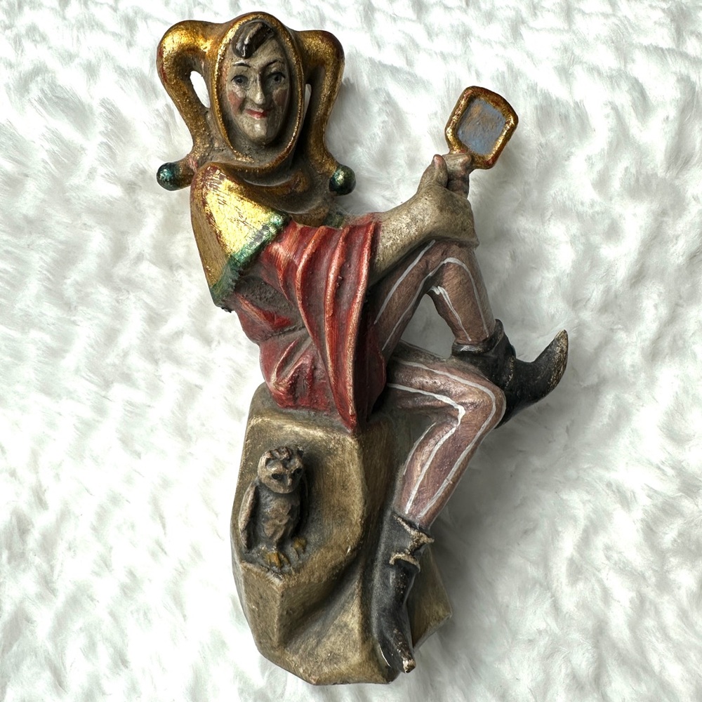 Rare Vintage Wooden Till Eulenspiegel Merry Prankster German Folk Art Figurine